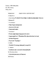 Giáo án Tiếng Anh Lớp 6 - Tiết 89 Forty five - Minute test